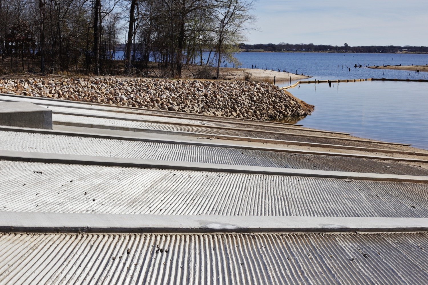 The six-lane concrete boat ramps are complete and being readied for service.